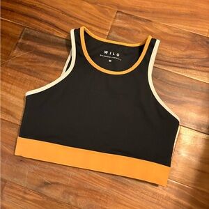 WILO Women's Black and‎ Orange Tank Top sports bra